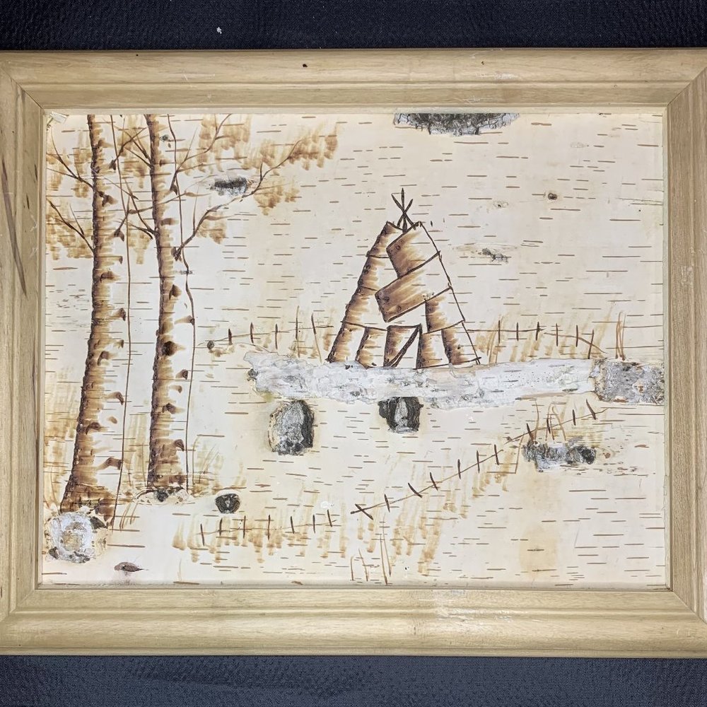 Handmade Birch Bark Wood Burning (Pyrography) - The tent